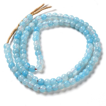 Handmade Lampwork Beads, Round, Light Blue, 7~7.5x6~6.5mm, Hole: 1.2mm, about 102~104pcs/strand, 25.59~26.38''(65~67cm)