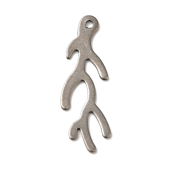 201 Stainless Steel Pendants, Branch Charms, Stainless Steel Color, 28x9.5x0.7mm, Hole: 1.5mm