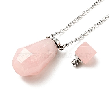 Openable Faceted Natural & Synthetic Mixed Stone Perfume Bottle Pendant Necklaces for Women(NJEW-F296-03P)-4