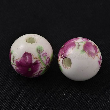 Floral Printed Porcelain Beads(X-CFF038Y)-2