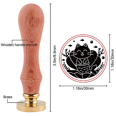 Brass Wax Seal Stamp with Handle(AJEW-WH0184-0247)-2