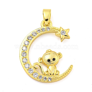 Golden Clear Monkey Brass+Cubic Zirconia Pendants