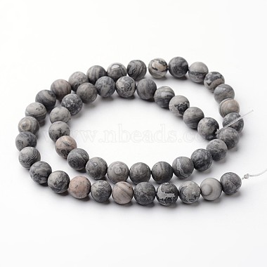 Frosted Round Natural Map Stone/Picasso Stone/Picasso Jasper Bead Strands(G-J346-04-8mm)-2