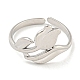 Non-Tarnish Tulip 304 Stainless Steel Open Cuff Finger Rings for Women(RJEW-P114-05P)-2