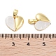 Brass Pave Natural Shell Peach Heart Charms(KK-C051-21G)-3