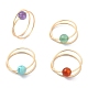 4Pcs 4 Style Natural & Synthetic Mixed Gemstone Round Beaded Finger Rings Set(RJEW-TA00091)-1