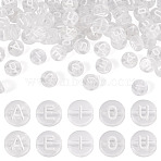 100Pcs 5 Styles Transparent Acrylic Beads, Flat Round with Letter A E I O U, Clear, 7x3.5mm, Hole: 1.6mm, 20pcs/style(OACR-TA0003-48C)