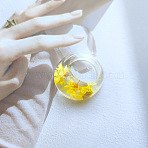 Resin Dried Flower Finger Rings for Women, Yellow, Inner Diameter: 17mm(FS-WGEA7C0-03)