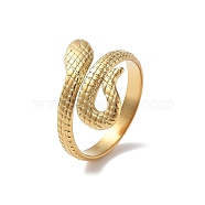 304 Stainless Steel Open Cuff Rings for Women, Snake, Real 18K Gold Plated, 12mm, Inner Diameter: 17mm(RJEW-M020-01G-01)