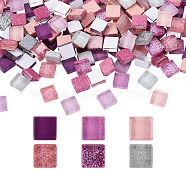 400Pcs 2 Styles Glass Cabochons, Mosaic Tiles, for Home Decoration or DIY Crafts, Square, Mixed Color, 10x10x4mm, 200pcs/color(GGLA-TA0001-09B)