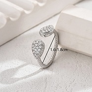 Elegant Brass Cuff Open Rings, Teardrop Shape Ring Women's Gift, Platinum, Adjustable(PH5639-2)