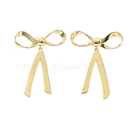 Bowknot Rack Plating Brass Studs Earrings for Women, Long-Lasting Plated, Lead Free & Cadmium Free, Real 18K Gold Plated, 46x36mm(KK-Z038-23G)
