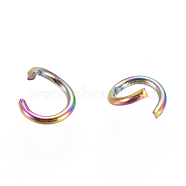 Ion Plating(IP) 304 Stainless Steel Open Jump Rings, Rainbow Color, 20 Gauge, 5x0.8mm, Inner Diameter: 3.4mm(STAS-E475-01B)