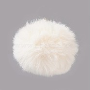 Handmade Faux Rabbit Fur Pom Pom Ball Covered Pendants, Fuzzy Bunny Hair Balls, with Elastic Fiber, Cornsilk, 55~74mm, Hole: 5mm(WOVE-F020-A04)