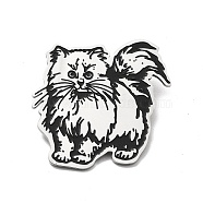 201 Stainless Steel Brooches, Cat, Stainless Steel Color, 40x38x1.5mm, Pin: 0.6mm(JEWB-P013-15P)