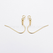 304 Stainless Steel Earring Hooks, Ear Wire, with Horizontal Loop, Golden, 20~21x24~26x3mm, Hole: 2mm, 20 Gauge, Pin: 0.8mm(STAS-E149-02G)