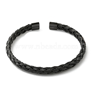 304 Stainless Steel Wire Wrap Cuff Bangles, Electrophoresis Black, Inner Diameter: 2-1/8 inch(5.5cm)(BJEW-E079-02EB)