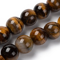 Natural Tiger Eye Round Bead Strands, 14mm, Hole: 1.2mm, about 28pcs/strand, 15.3 inch(X-G-R200-14mm)