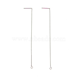 Ion Plating(IP) 304 Stainless Steel Stud Earring Finding, Cable Chains Ear Thread with Loops, Rainbow Color, 100~109x0.7x0.25mm, Hole: 1.7mm, Pin: 0.7mm(STAS-E161-06RC)