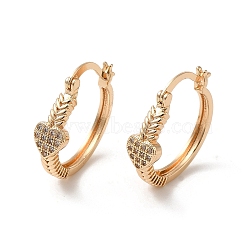 Brass Micro Pave Cubic Zirconia Hoop Earrings, Heart, Light Gold, 22x20x6mm(EJEW-M238-53KCG)