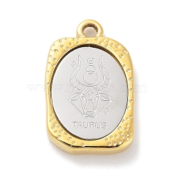 304 Stainless Steel Pendants, Rectangle with Twelve Constellations Charm, Golden & Stainless Steel Color, Taurus, 23x14.5x3mm, Hole: 2mm(STAS-F303-A02)