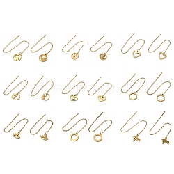 Golden 304 Stainless Steel Dangle Stud Earrings, Ear Threads, Mixed Shapes, 98~107x11.5~12mm(EJEW-F333-01G)