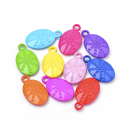 Opaque Acrylic Pendant Rhinestone Settings, Oval, Mixed Color, Fit for 1.5mm rhinestone, 30x17.5x5.5mm, Hole: 3mm(X-SACR-Q190-51)