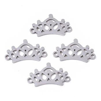 201 Stainless Steel Links connectors, Laser Cut, Crown, Stainless Steel Color, 10.5x18x1mm, Hole: 1.4mm