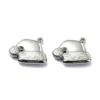 304 Stainless Steel Charms, Christmas Hat Charm, Stainless Steel Color, 12x12.5x2.5mm, Hole: 1mm