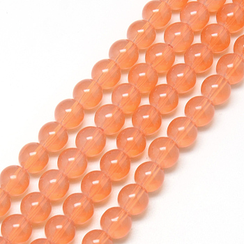 Baking Painted Glass Beads Strands, Imitation Opalite, Round, Coral, 8mm, Hole: 1.3~1.6mm, about 100pcs/strand, 31.4 inch