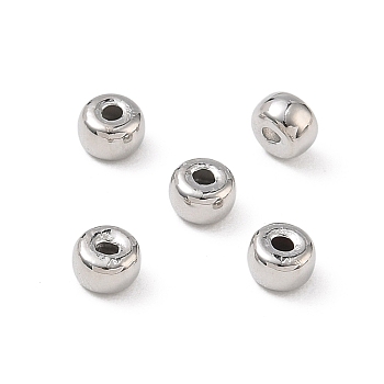 Brass Beads, Rondelle, Rack Plating, Long-Lasting Plated, Lead Free & Cadmium Free, Platinum, 5x3.5mm, Hole: 1.2mm