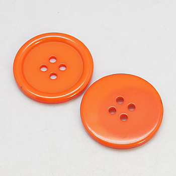 Resin Buttons, Dyed, Flat Round, Dark Orange, 16x3mm, Hole: 2mm, 395pcs/bag