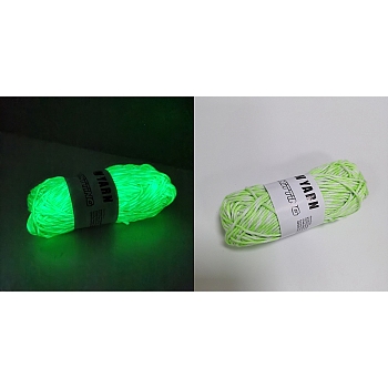 Luminous Two Tone Polyester Yarns, Glow in the Dark Yarn, for Weaving, Knitting & Crochet, Light Green, 2mm, about 53m/skein
