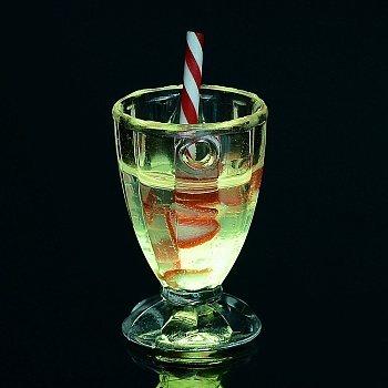 Luminous Transparent Resin Pendants, Fruit Drink Charms, Strawberry, 30.5x16mm, Hole: 1.8mm