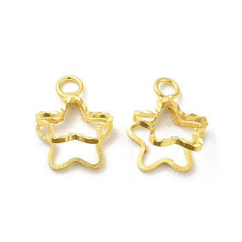 Brass Charms, Cadmium Free & Lead Free, Star Charm, Real 24K Gold Plated, 12.5x9.5x7.5mm, Hole: 2mm
