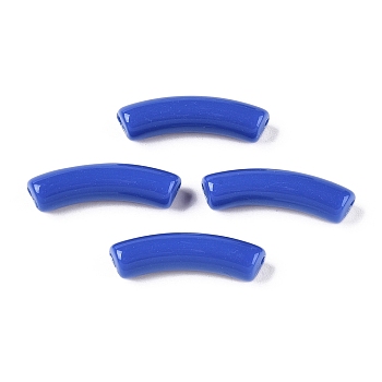 Opaque Acrylic Beads, Curved Tube, Dodger Blue, 32x10x8mm, Hole: 1.8mm, about 308pcs/500g