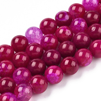 Dyed Natural Agate Beads Strands, Round, Medium Violet Red, 8mm, Hole: 1mm