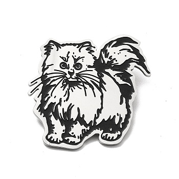 201 Stainless Steel Brooches, Cat, Stainless Steel Color, 40x38x1.5mm, Pin: 0.6mm