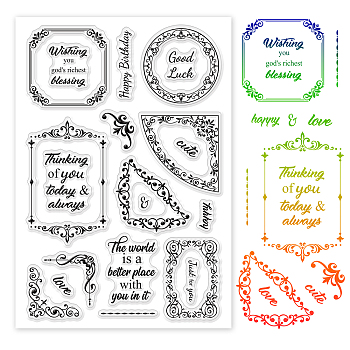 TPR Stamps, with Acrylic Board, for Imprinting Metal, Plastic, Wood, Leather, Word, 16x11cm