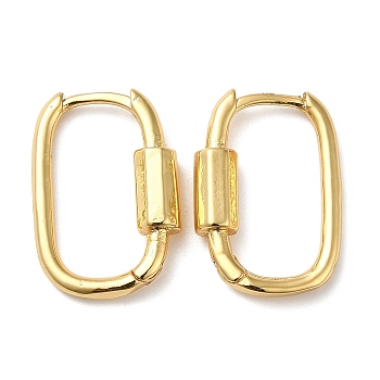 Rack Plating Brass Oval Hoop Earrings for Women, Lead Free & Cadmium Free, Long-Lasting Plated, Real 18K Gold Plated, 20.5x14x4mm