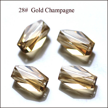 Imitation Austrian Crystal Beads, Grade AAA, Faceted, Column, Gold, 8x5.5mm, Hole: 0.7~0.9mm
