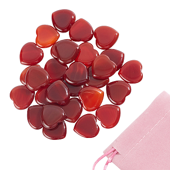 30Pcs Dyed & Heated Natural Agate Heart Palm Stone, Pocket Stone for Energy Balancing Meditation, 21~22x21.5~22.5x5~6mm