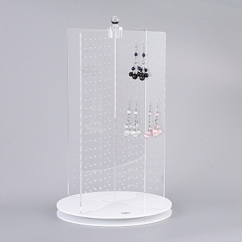 360°Rotating Organic Glass Earring Display Stand, Earring Display Tower, Clear, 34x20cm