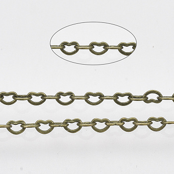 3.28 Feet Soldered Brass Heart Chains, Antique Bronze, 1.8x2.4x0.4mm