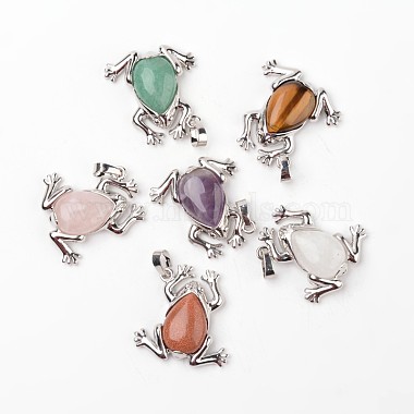 Platinum Frog Mixed Stone Pendants