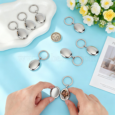 Stainless Steel Photo Locket Keychains(KEYC-WH0056-007P)-4