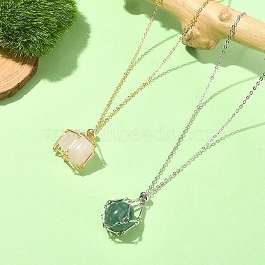 2Pcs 2 Color Brass Bar Link Chains Macrame Pouch Empty Stone Holder for Pendant Necklaces Making(NJEW-JN04466-02)-2
