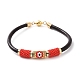 Japanese Seed Column with Evil Eye Beaded Bracelet with Cowhide Cords for Women(BJEW-JB09078-02)-1