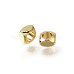 Brass Beads, Square, Rack Plating, Long-Lasting Plated, Golden, 4x4x2.5mm, Hole: 2.6mm(KK-CBA0DF0-01G)