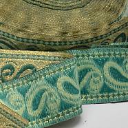 Polyester Ribbons, with Teardrop Pattern, Light Sea Green, 1-5/8 inches(40mm), 33yards/roll(30.1752m/roll)(OCOR-L018-19B-40mm)